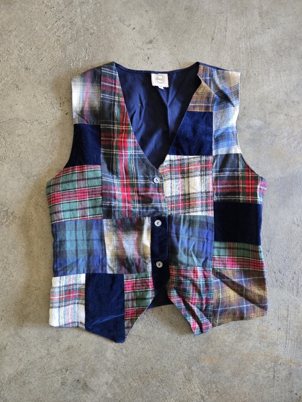 Vintage 90s Patchwork Plaid Flannel Vest m l